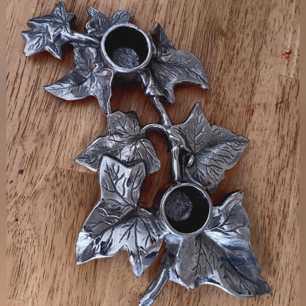 Vintage Wilton Armetale Pewter Ivy Leaves Pre-owned Candle Holder Made in USA